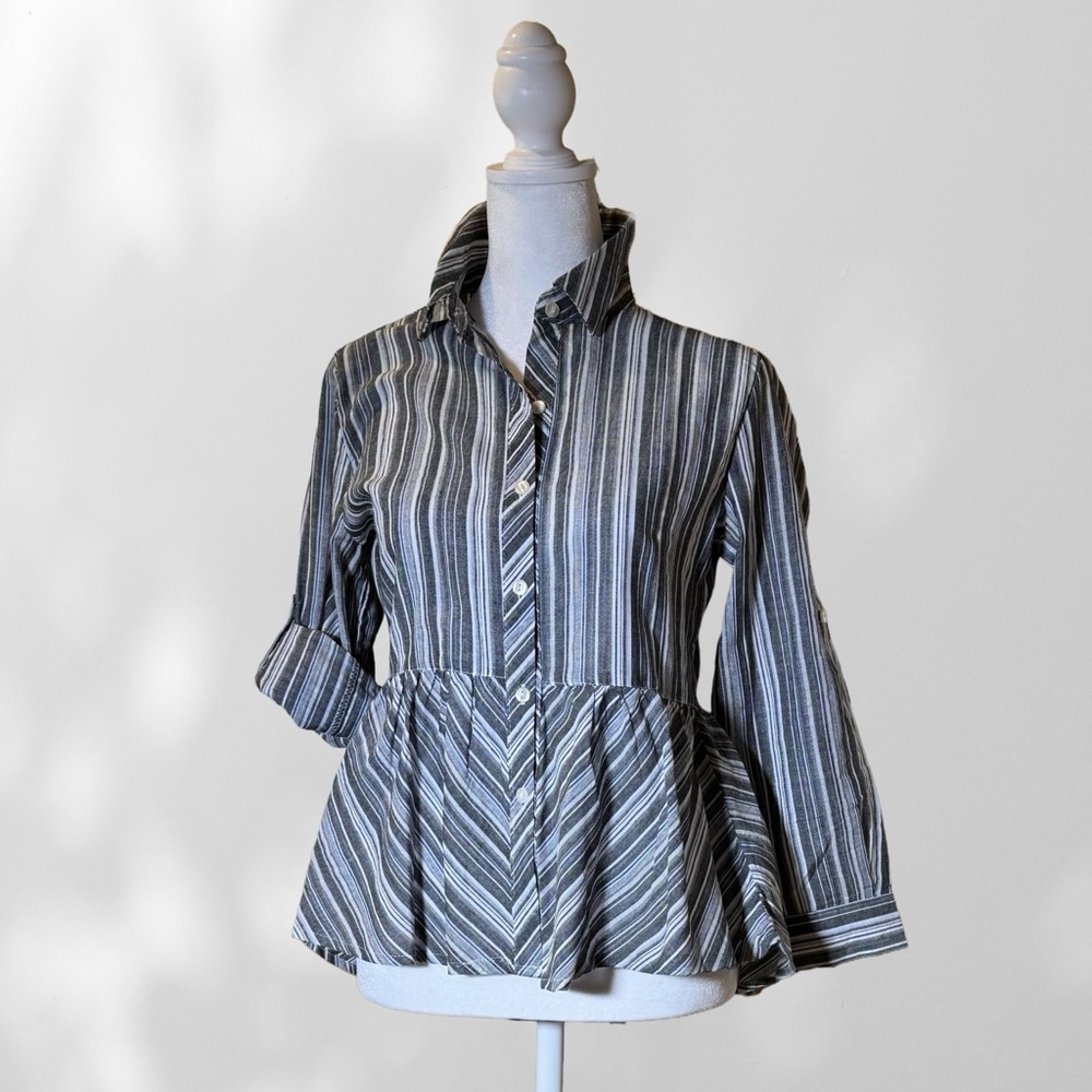 Love Notes Black and White Striped Button Down Shirt
